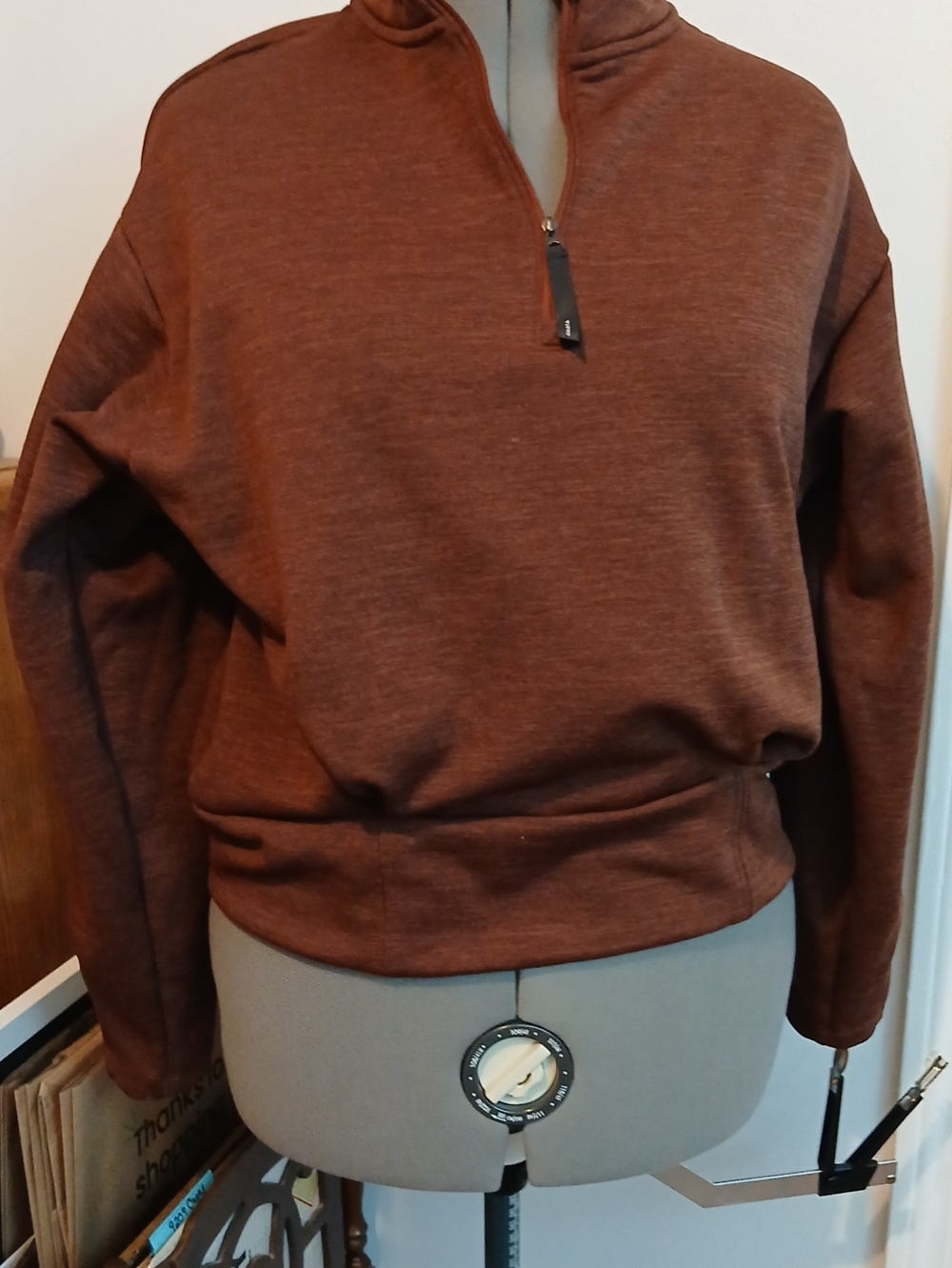 Athleta Brown Half-Zip Pullover Sweatshirt